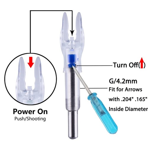 G/4.2mm Lighted Nocks for Arrows with .165".204" Inside Diameter 3PCS with X ... - Picture 2 of 6