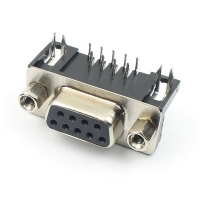 5Pcs D-SUB 9 Pin Female Right Angle PCB Connector 2 Rows DB9F Adapter Converter 