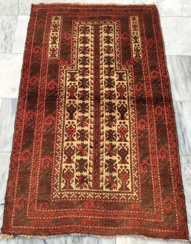 Vintage Afghan Rug Hand-Knotted Tribal Wool Area Rug 3x4 ft Free Ship