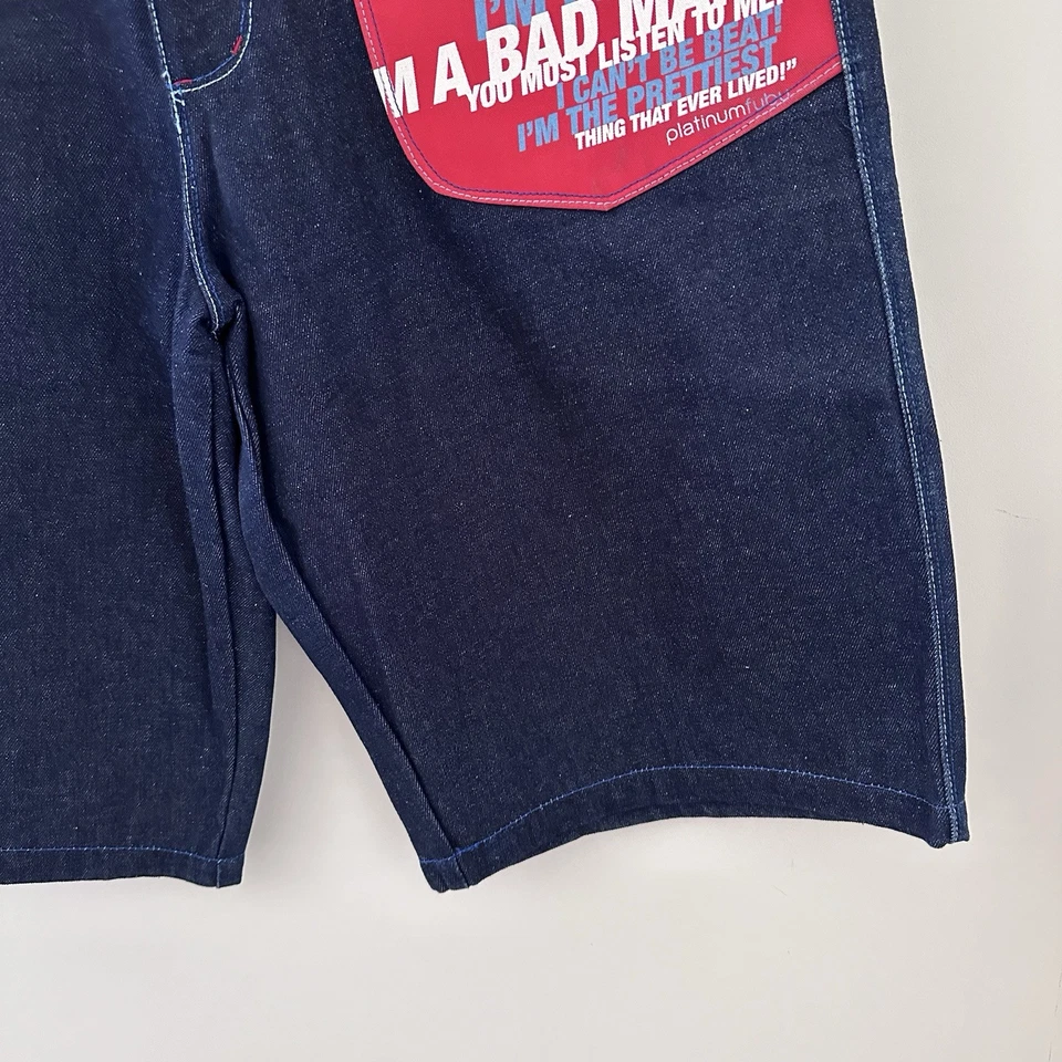 Винтажные Y2K Платиновые Шорты Fubu «Мухаммед Али» Мешковатые Джинсы - Графические - Мужские 36 - Изображение 2 из 4