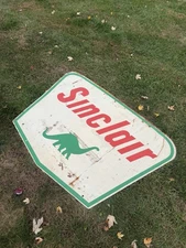 Original Single Sided Tin Sinclair Dino Gas Oil Sign Advertising Arco Man 60x45”
