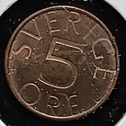 1981 Sweden 5 Öre Carl XV1 Gustaf World Coin  — photo 1