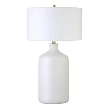 Maklaine Transitional 16" Matte White Ceramic/Fabric Table Lamp