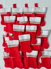 Vintage Christmas Lot Of 25 Felt Mini Stocking Ornament