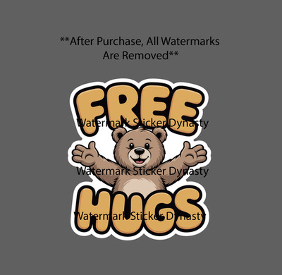 Free Hugs Sticker Waterproof Decal Teddy Bear Love Cute Quote Gift NEW