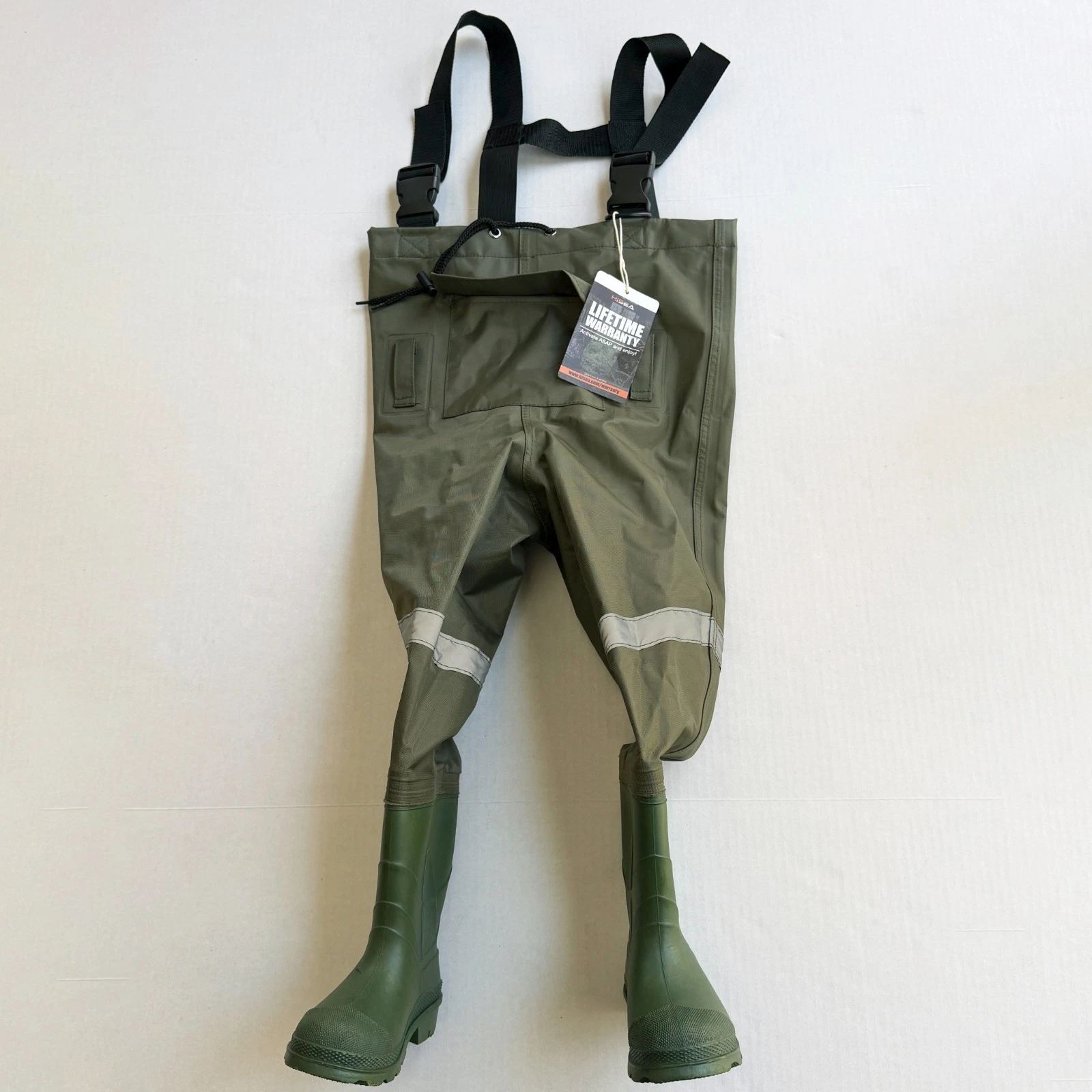 HISEA Kids Fishing Chest Waders Bootfoot Size 10 Nylon PVC Waterproof NWT READ