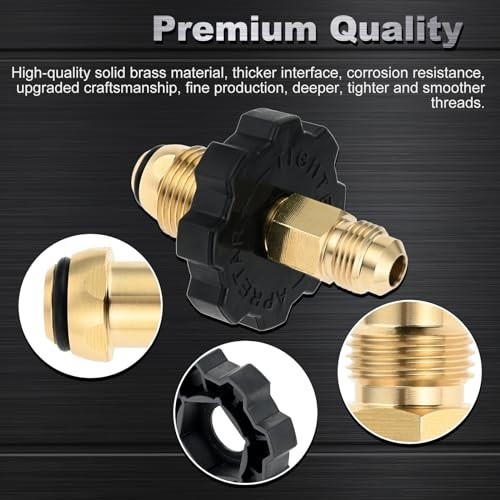 "Propane Gas Tank Adapter Plug for 50lbs Cylinder - Full Flow, 3/8" Male Flare &