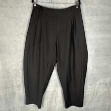 Halara Pants Womens Large Black Barrel Leg Mid Rise Pockets Work Comfort Career