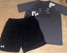 NWT Under Armour UA TECH HYBRID PRINT SS T  Vent Print Blocked Shorts Boys  XL