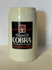 King Cobra Label Center Faced Tall Mug Stein Ceramarte Brazil 5 3/4" Vintage