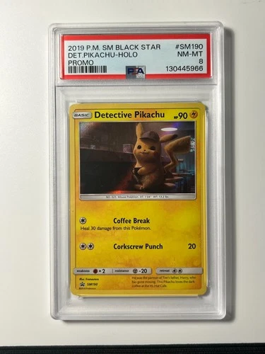 Detective Pikachu - 2019 POKEMON SM BLACK STAR PROMO #SM190 - HOLO PSA 8