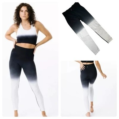 NWOT Zyia Active Black White Ombre 7/8 Leggings Womens Size 12
