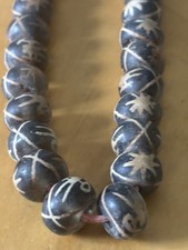 41 RARE Very Old PUMTEK BEADS Necklace Agatized Palmwood 
