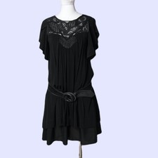 BCBGMAXAZRIA RUNWAY Vintage Black Lace Embellished Mini Dress