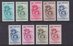 VENEZUELA^^^^BOB  sc# C383- 391  hinged   AIRPOSTS s et @xxxrum689vene89