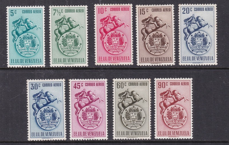 VENEZUELA^^^^BOB  sc# C383- 391  hinged   AIRPOSTS s et @xxxrum689vene89