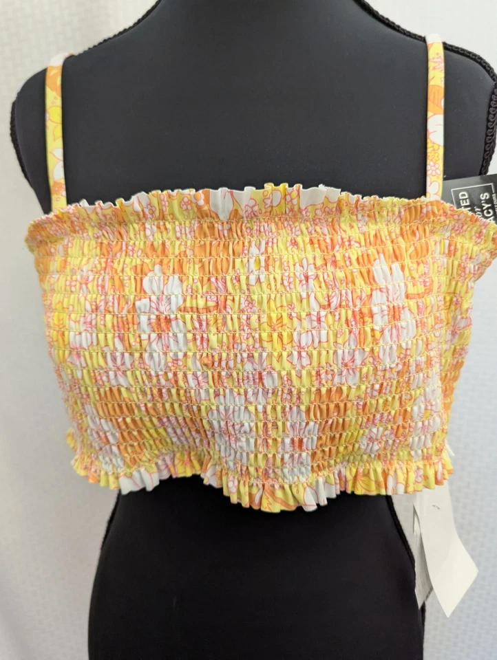 California Waves Size XL Orange Yellow Bikini Swim Top Adjustable Straps Padded - Image 3 of 4