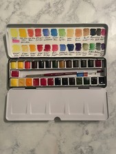 Winsor  Newton Professional Watercolor Curated Set 24 Half Pans, Brush, Extras
