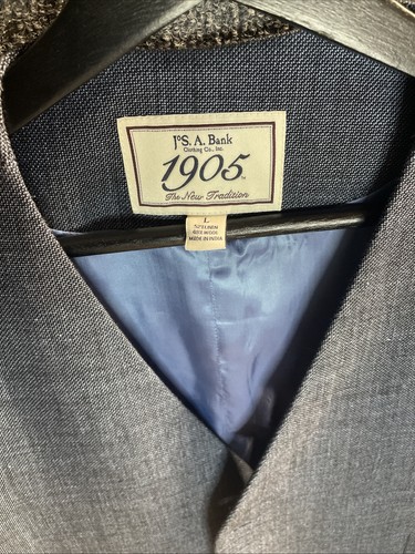 Classic Jos A Bank 1905 Blue Waistcoat Vest Size Large- Linen & Wool - Picture 4 of 5