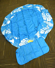 Inflatable Tanning Pool Circular Lounger w Sprinkler Hole 72" x 66" Blue White