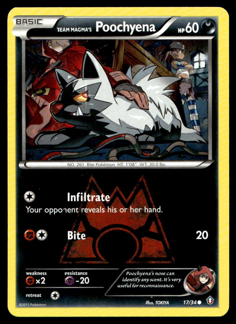 Team Magma's Poochyena Double Crisis Common 17/34 2015 Pokemon TCG