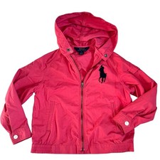 Polo Ralph Lauren Kids Coral Pink Big Pony Logo Hooded Lightweight Jacket 7