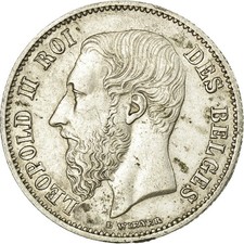 [#31633] Belgium, Leopold II, 50 Centimes, 1866, Silver, AU(55-58)