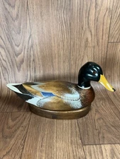 The Wooden Bird Factory MALLARD DRAKE Duck Decoy Hand Carved USA 1982 Signed 14"