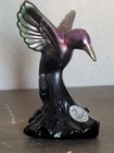 Fenton Iridescent Purple Carnival Glass Hummingbird Figurine Hand Blown USA