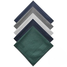 15.7 Cotton Navy Blue Pocket Squares for Men, Machine Wash Soft Gentlemen Han...