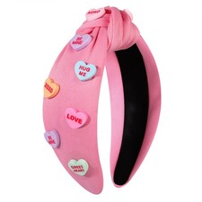 Valentine's Day Headband Love Heart Knotted Hairband for Women Hair Accessories
