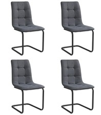 Esszimmerstuhl Freischwinger Schwingstuhl Polsterstuhl Webstoff Grau 4er Set