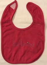 NEW Baby Bib BALLERINA Pink Nailhead Design Rhinestones Dance Ballet Baby Gift
