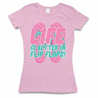 Flip Flops T-Shirt lustig Damen Sommer Urlaub Top Tee Leben besser Urlaub Geschenk