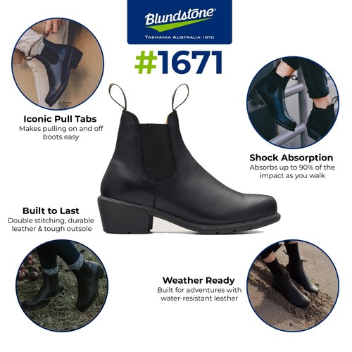 Blundstone 1671 Womens Premium Black Leather Boots - Picture 2 of 11