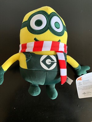 Universal Studios Despicable Me Minion Plush With Striped Scarf Green NWT  - Main Image