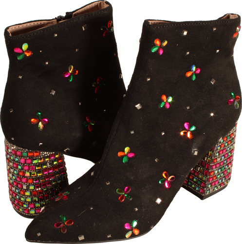 Betsey Johnson Joise Women's Rhinestone Bootie Black Faux Suede US Size 6.5 M - Picture 3 of 5