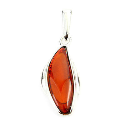 Pendentif En Ambre De La Baltique Et Argent 925 - Coeur - Occasion - Sans Marque