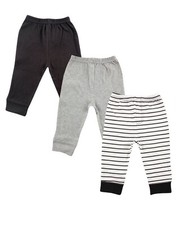 NEW Luvable Friends Tapered Ankle Pants, 3-Pack, Black Stripes Size 3T