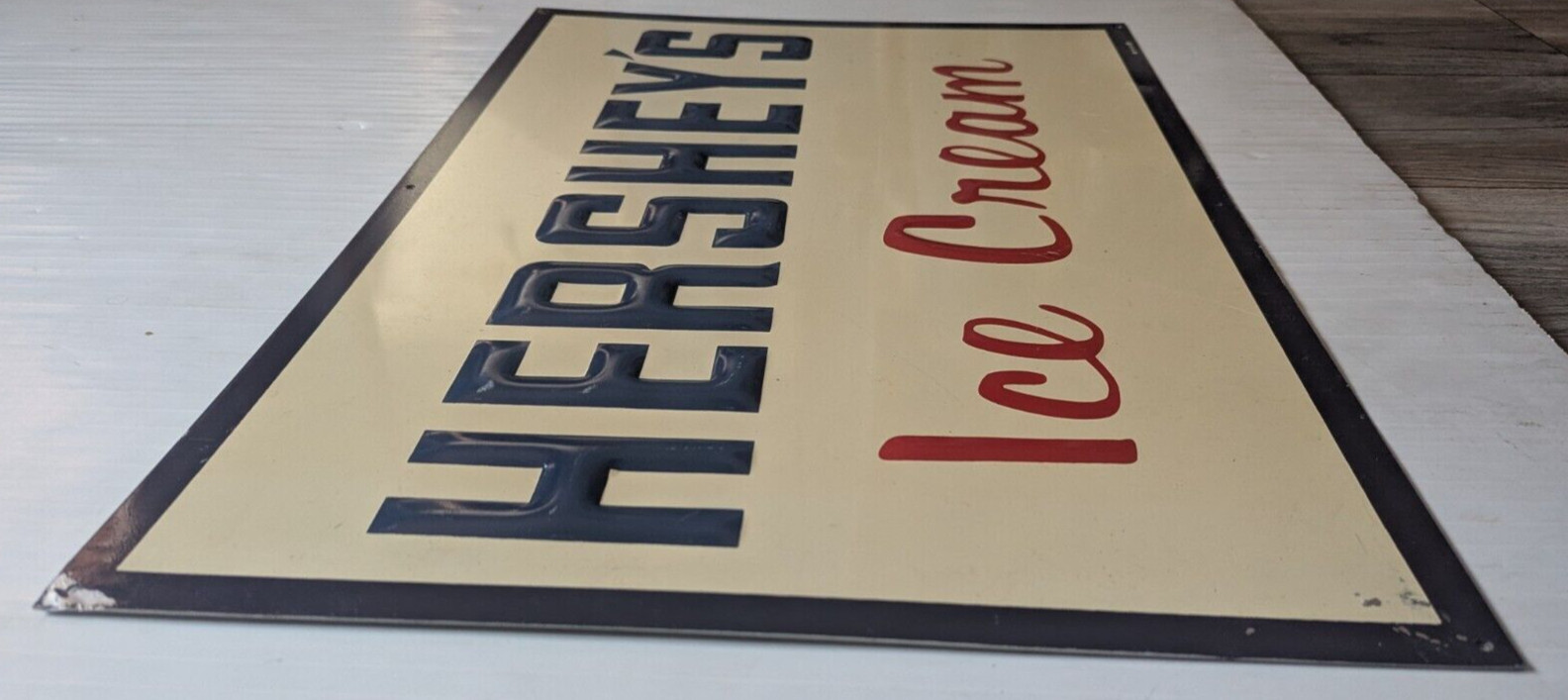 Vintage Hershey's Ice Cream Tin Embossed Sign M-H 4-89
