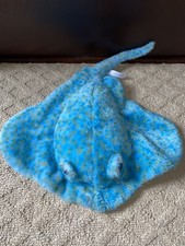 The Petting Zoo Blue Green Spotted Stingray Soft Plush Stuffed Animal EUC