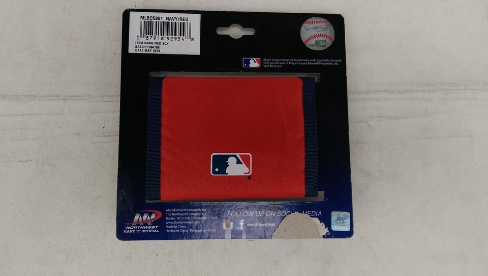 New MLB Licensed  Navy Nylon Tri-Fold Wallet  Clear Pocket Boston Red sox - Image 2 of 4
