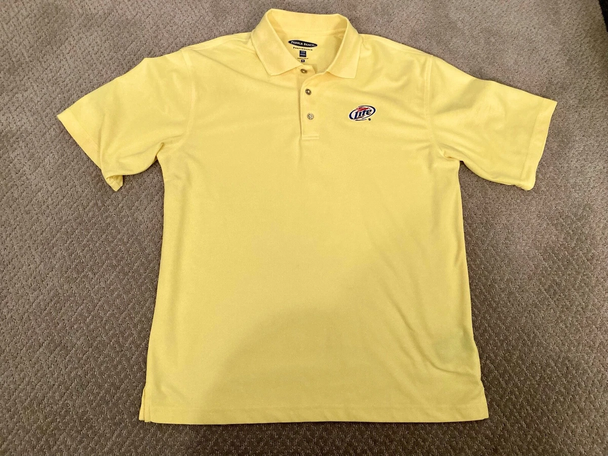 Miller Lite Pebble Beach Mens Golf Polo Shirt Yellow Medium eBay