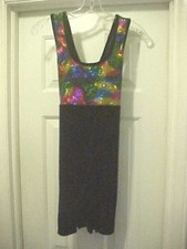 Adult M Multi-Colored Black Velvet Unitard Gymnastics Dance Sleeveless NEW