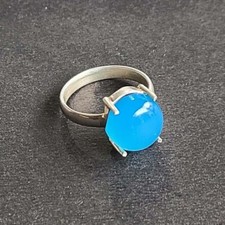 Natural Blue Chalcedony 925 Sterling Silver Handmade Ring All Size Available