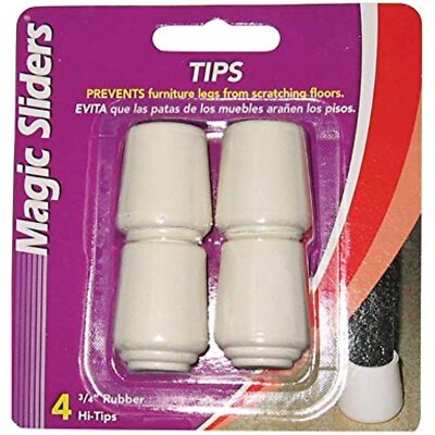 Leg Tip Rbr Wht 3/44pk