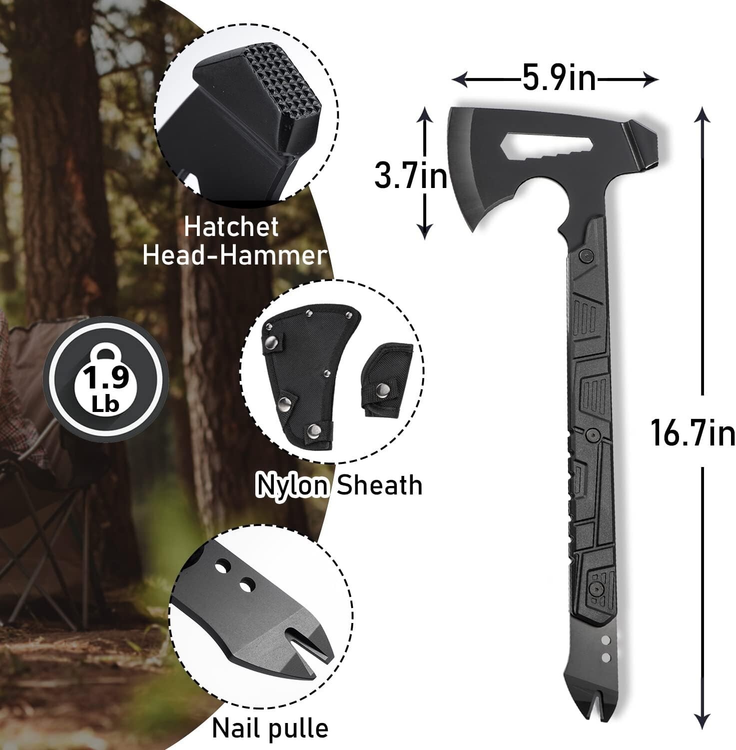 Tactical Tomahawk / Camp Axe / Survival Hatchet / Breaching Tool AllinOne, Blk eBay