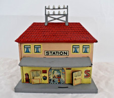 GARE EN TOLE LITHO KARL BUB STATION GERMANY 1945 MODELISME TRAIN PUB SINGER