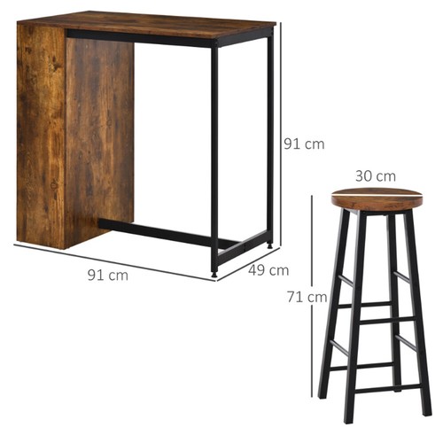 Breakfast Bar Table And Stools Kitchen Dining Room Vintage Industrial Furniture - Picture 3 of 8