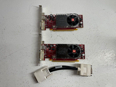 Pair of AMD ATI Radeon B276 HD2400 Video Cards S-Video w/ Dual DVI Adapter